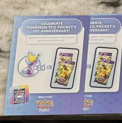Pokemon TCG Pocket 1st Anniversary 24 Hourglass Code Card (New & Unscratched) - Image 1