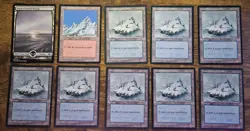 MTG Ice Age Lot of 10 Snow-Covered Lands Island, Mountain, and Swamp - Image 1