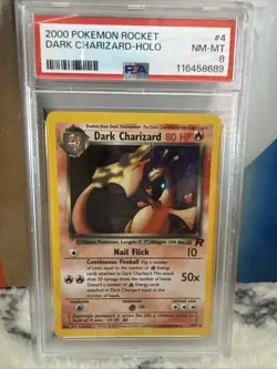 2000 Pokemon Rocket Dark Charizard #4 PSA 8 HOLO With Swirl! - Image 1