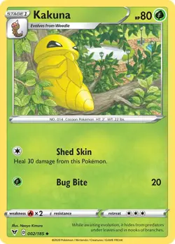 Kakuna 002/185 Swsh04: Vivid Voltage Regular NM-Mint Pokemon TCG - Image 1