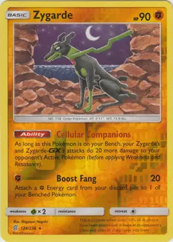 Pokemon - Zygarde - 124/236 - Rare - Reverse Holo - Sun & Moon Unified Minds - N - Image 1