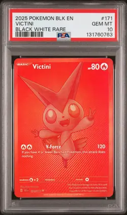 2025 POKEMON BLK EN-BLACK BOLT BLACK WHITE RARE #171 VICTINI PSA 10 - Image 1
