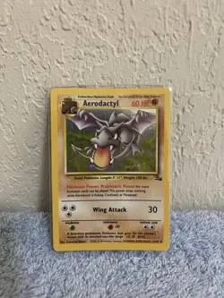 Pokemon TCG Fossil Set Aerodactyl 1/62 Holo Unlimited Rare - Image 1