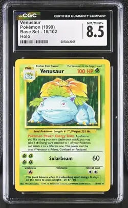 CGC 8.5 Venusaur 1999 Base Set 15/102 Holo Pokemon Card - Image 1