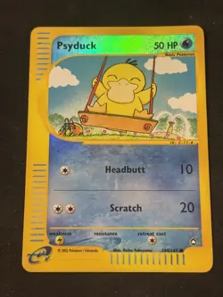 Psyduck Reverse Holo 104/147 Aquapolis Pokemon Card - 2003 MP - Image 1