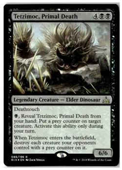 MTG Foil Tetzimoc, Primal Death - Rivals of Ixalan Heavily Played English - Image 1