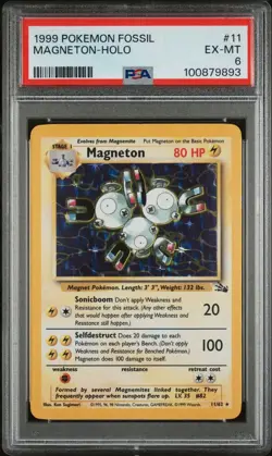 PSA 6 1999 POKEMON FOSSIL 11 MAGNETON - HOLO - Image 1