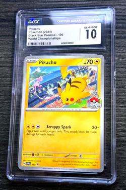CGC 10 Pikachu 190 (World Campionships 2024 Stamp) - Black Star Promo - Pokemon - Image 1