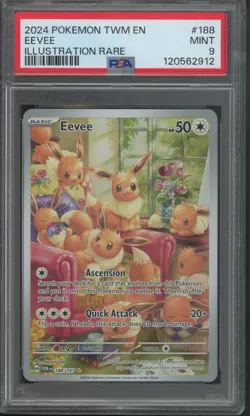 Pokemon TCG Eevee 188/167 Twilight Masquerade Illustration Rare PSA 9 - Image 1