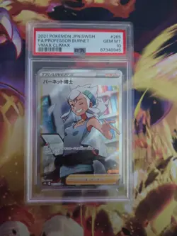 2021 Pokemon Professor Burnet 265/184 SR VMAX Climax Japanese PSA 10 GEM MINT - Image 1