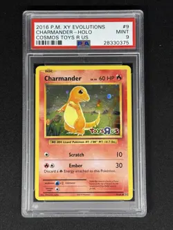 PSA 9 Toys R Us Charmander Evolutions Promo 9/108 Cosmos Holo Pokemon 2016 Mint - Image 3