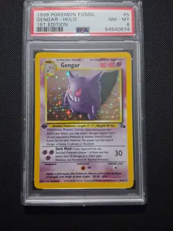 1999 Pokemon TCG Fossil 1st Edition Gengar Holo Rare PSA 8 - Image 1