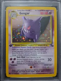 1999 Pokemon TCG Fossil 1st Edition Gengar Holo Rare PSA 8 - Image 3