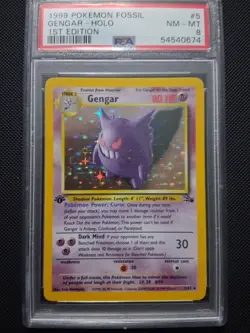 1999 Pokemon TCG Fossil 1st Edition Gengar Holo Rare PSA 8 - Image 4