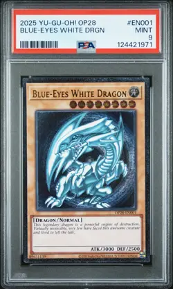 YU-GI-OH! OP28-OTS TOURNAMENT PACK 28 #EN001 BLUE-EYES WHITE DRAGON PSA 9 No 10s - Image 1