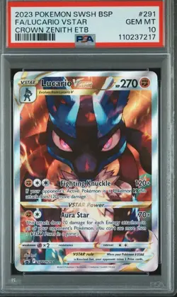 PSA 10 Lucario VSTAR SWSH291 Crown Zenith Black Star Promo Pokemon Card GEM MINT - Image 1