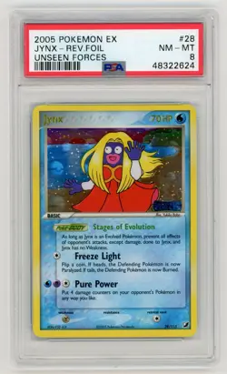 Jynx 28/115 Reverse PSA 8 NM-MT Unseen Forces Stamped Graded Pokemon Card - Image 1