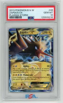 Pokemon TCG - Zapdos EX 48/135 - Plasma Storm - PSA 10 - Image 1