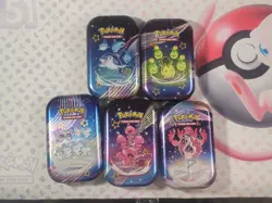 Pokemon TCG Paldean Fates EMPTY Mini Tin Full Set of 5 - No inserts - EMPTY - Image 1