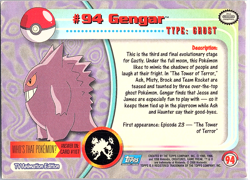 Gengar #94 Blue Logo Topps Non Holo TV Animation Pokemon Card *DMG - Image 2