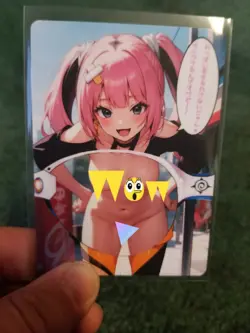 PINK HAIR EMO GIRL WAIFU ANIME CARD - Image 1