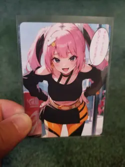 PINK HAIR EMO GIRL WAIFU ANIME CARD - Image 3