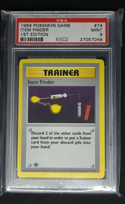 1999 1ST EDITION SHADOWLESS PSA 9 MINT ITEM FINDER POKEMON TCG WOTC CARD #74/102 - Image 1