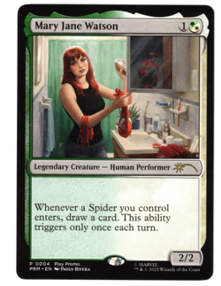 MTG MARY JANE WATSON MARVEL'S SPIDER-MAN PLAY PROMO HUMAN GREEN WHITE DRAW NM - Image 1