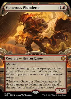 Slightly Played, English - 1 x MTG Generous Plunderer - Showcase Outlaws of Thun - Image 1