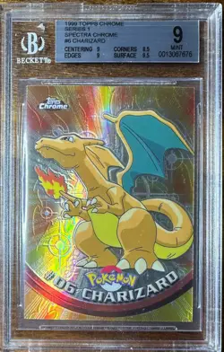 2000 Topps Chrome Pokemon Charizard 6 Spectra BGS 9 Mint - Image 1