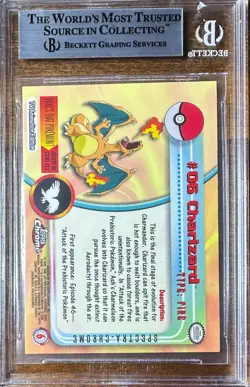 2000 Topps Chrome Pokemon Charizard 6 Spectra BGS 9 Mint - Image 2