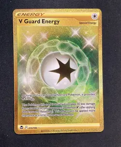 Pokemon TCG V Guard Energy 215/195 Secret Rare Full Art Holo Silver Tempes NM - Image 1