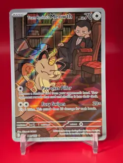 Team Rocket's Meowth 203/182 Illustration Rare Pokemon TCG Destined Rivals - Image 1