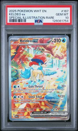 2025 Pokemon White Flare #167 Keldeo ex SIR - PSA 10 GEM MINT - Image 1