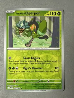 Pokemon TCG * Destined Rivals 026/182 Teal Mask Ogerpon U REVERSE HOLO* FRESH PK - Image 1