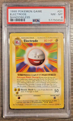 1999 Pokemon Base Set Shadowless Electrode #21 PSA 8 - Image 1