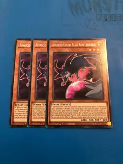YUGIOH 3x Secret Rare Advanced Crystal Beast Ruby Carbuncle BLCR-EN010 1st Ed - Image 1