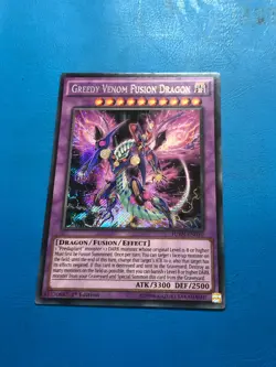 YUGIOH Secret Rare Greedy Venom Fusion Dragon FUEN-EN010 1st Edition - Image 1