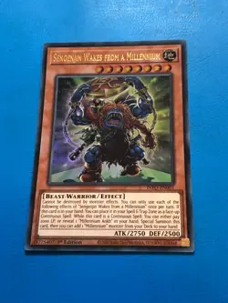 YUGIOH Ultra Rare Sengenjin Wakes From A Millennium INFO-EN001 1st Edition - Image 1