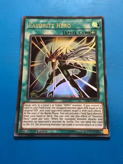 YUGIOH Ultra Rare Favorite Hero LED6-EN015 1st Edition - Image 1