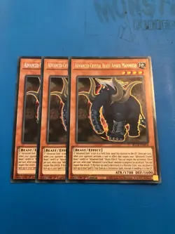 YUGIOH 3x Secret Rare Advanced Crystal Beast Amber Mammoth BLCR-EN014 1st Editio - Image 1