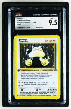 CGC 9.5 MINT+ Snorlax 1999 Jungle 1st Edition 11/64 Holo Pokemon Card - Image 1