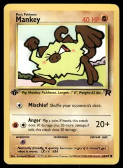 Pokemon Tcg Team Rocket 1st Edition Mankey 61/82 NM WOTC - Image 1
