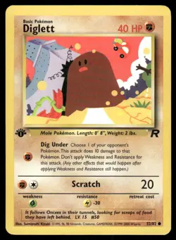 Pokemon Tcg Team Rocket 1st Edition Diglett 52/82 NM WOTC - Image 1