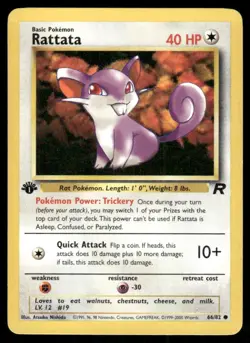 Pokemon Tcg Team Rocket 1st Edition Rattata 66/82 NM WOTC - Image 1