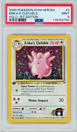 2000 Pokemon Gym Heroes Erika's Clefable 3/132 1st Edition Holo PSA 9 *NEW CERT* - Image 1