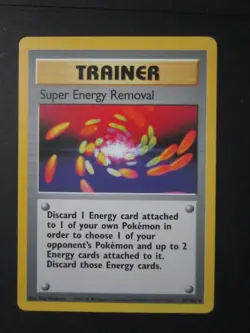 SUPER ENERGY REMOVAL TRAINER POKEMON CARD 79/102 BASE NON HOLO NEVER PLAYED NM- - Image 1