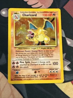 Pokemon TCG Charizard Base Set Holo Unlimited Rare Card 4/102 HP - Image 1