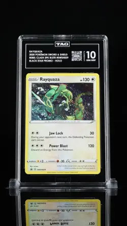 2020 POKEMON BLACK STAR PROMOS COSMOS HOLO #SWSH029 RAYQUAZA TAG 10 - Image 1