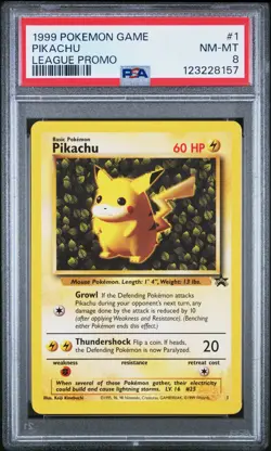 1999 Pokemon League Black Star Promo Ivy Pikachu 1 PSA 8 NEAR MINT-MINT - Image 1